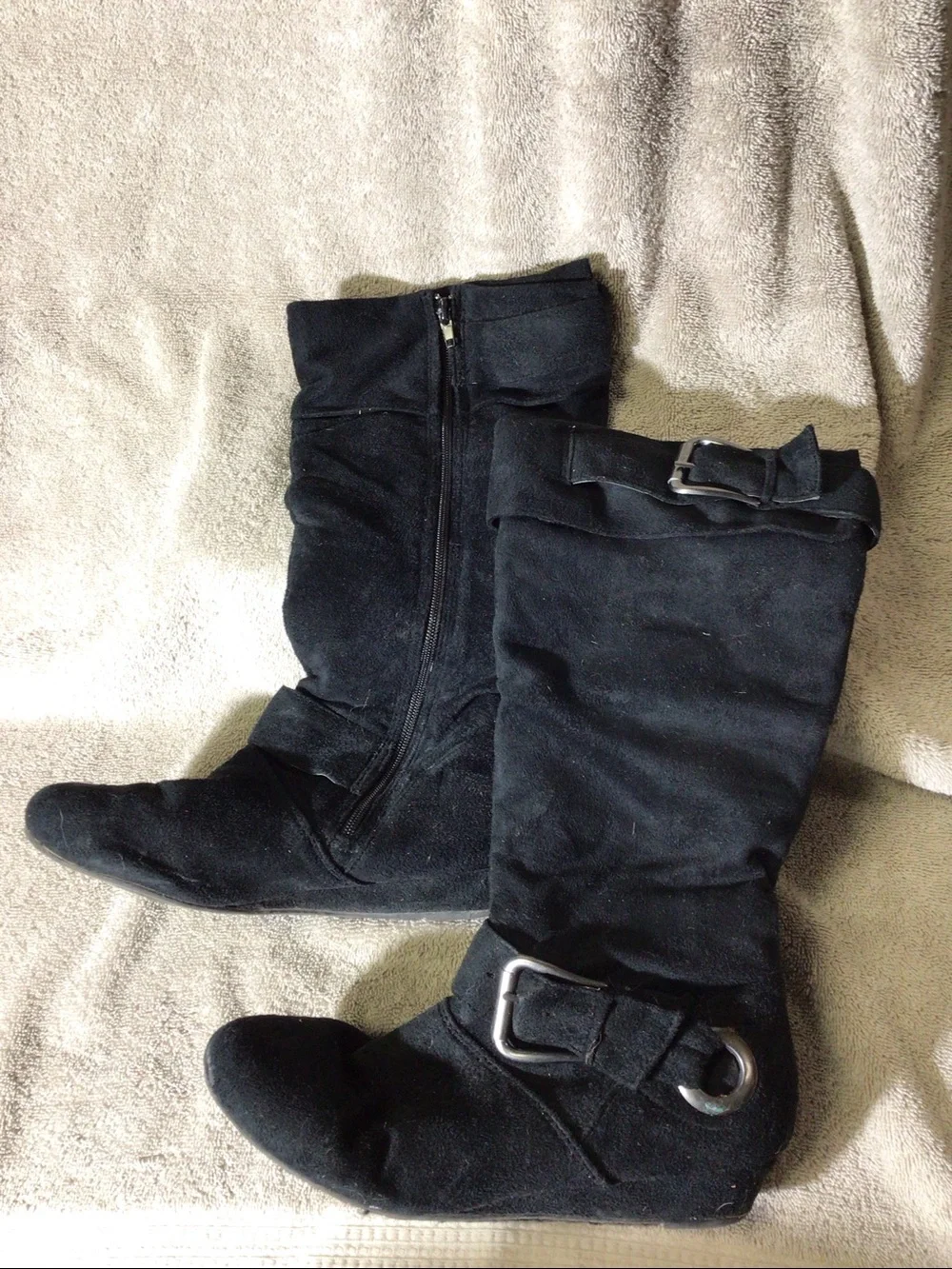 Justice Black Girls' Mid-Calf Buckle Boots